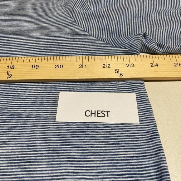 Pure Jill Indigo Women's Sz XL Top Blouse ¾ sleeve Blue Stripe Scoop neck Cotton - Picture 8 of 10